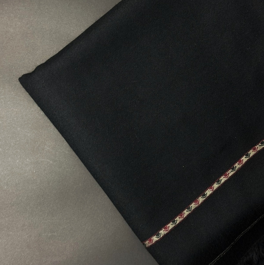 Classic Black Men’s Wool Shawl – Traditional Border
