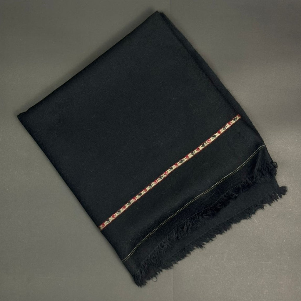 Classic Black Men’s Wool Shawl – Traditional Border